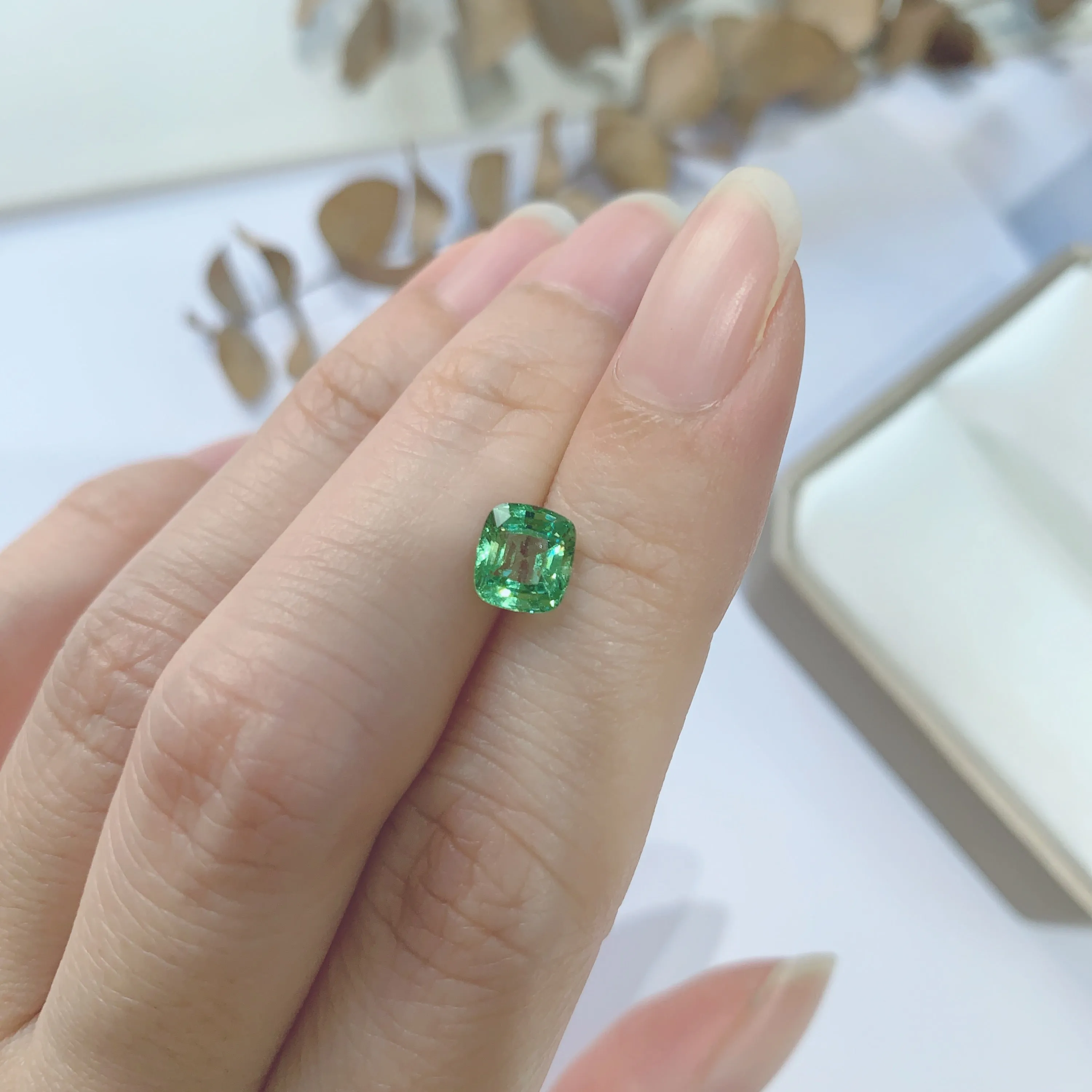 1.50ct Cushion Natural Green Tsavorite No.12024