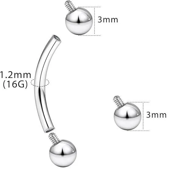 16G Internally Threaded Curved Barbell