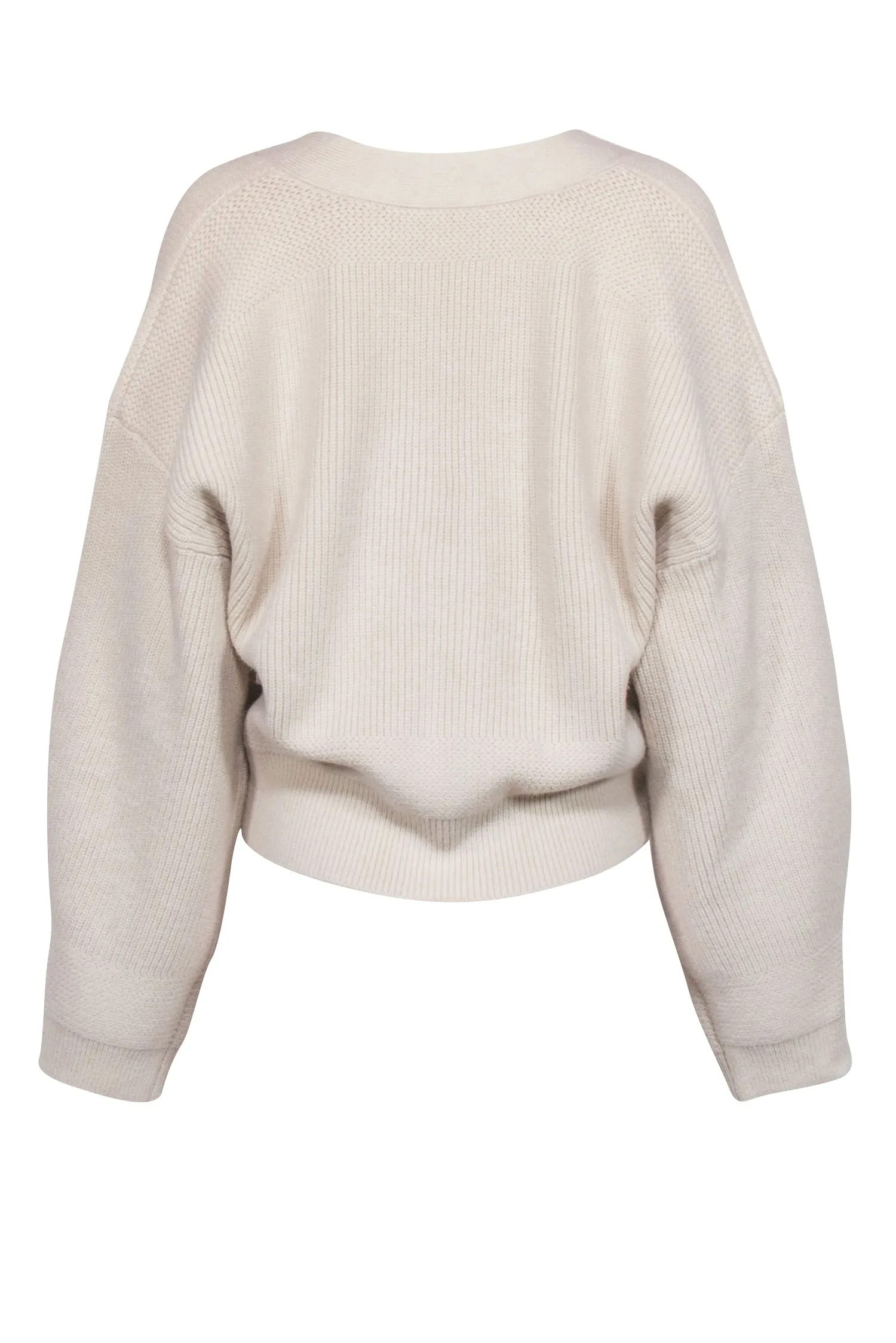 7 For All Mankind - Cream Chunky Knit Cardigan Sz L