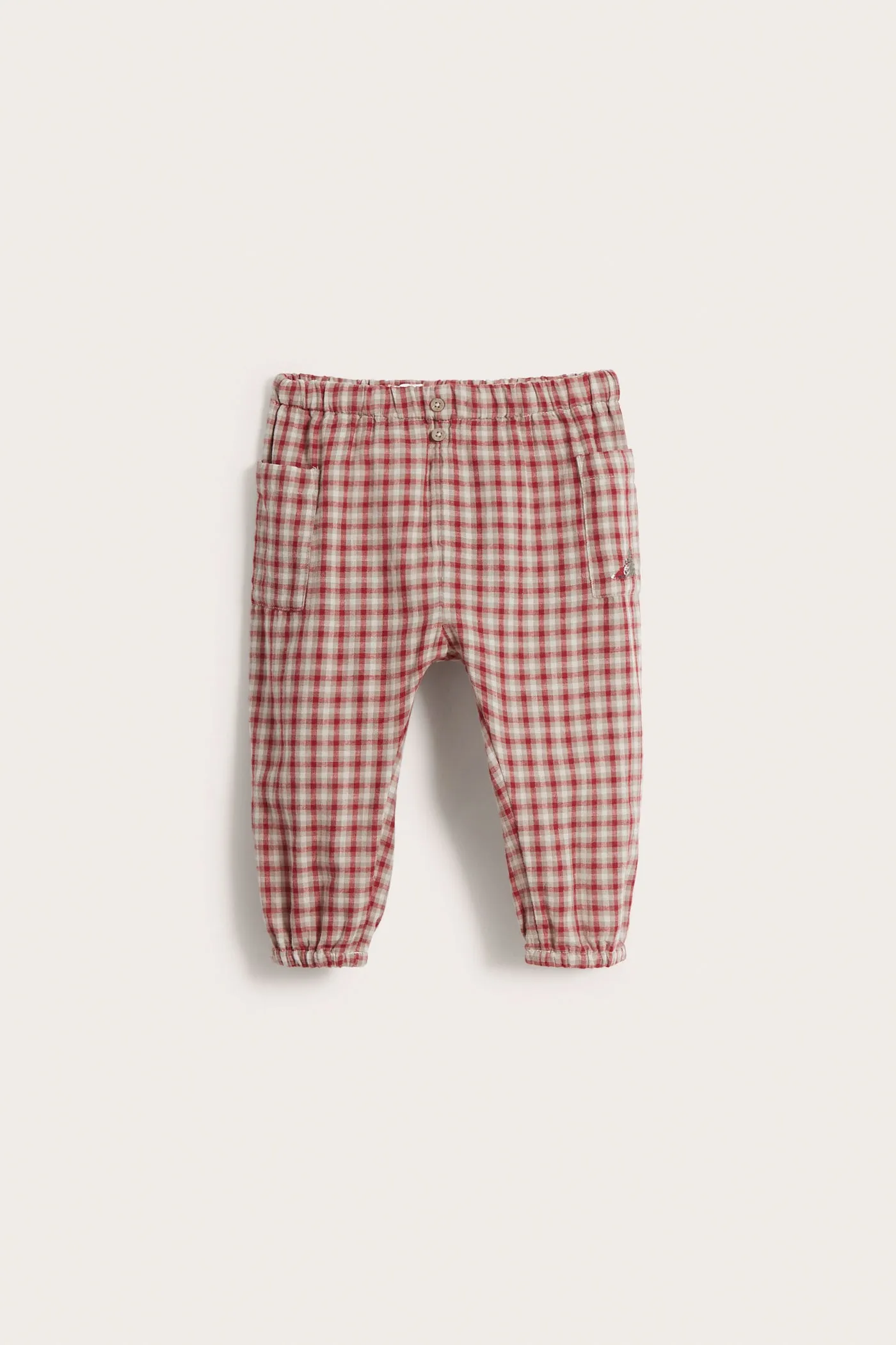 Baby red/beige checked trousers