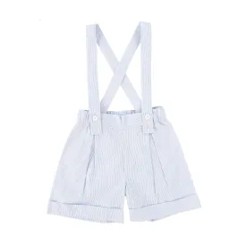 BACE COLLECTION LIGHT BLUE THIN STRIPED SUSPENDER SHORTS [FINAL SALE]