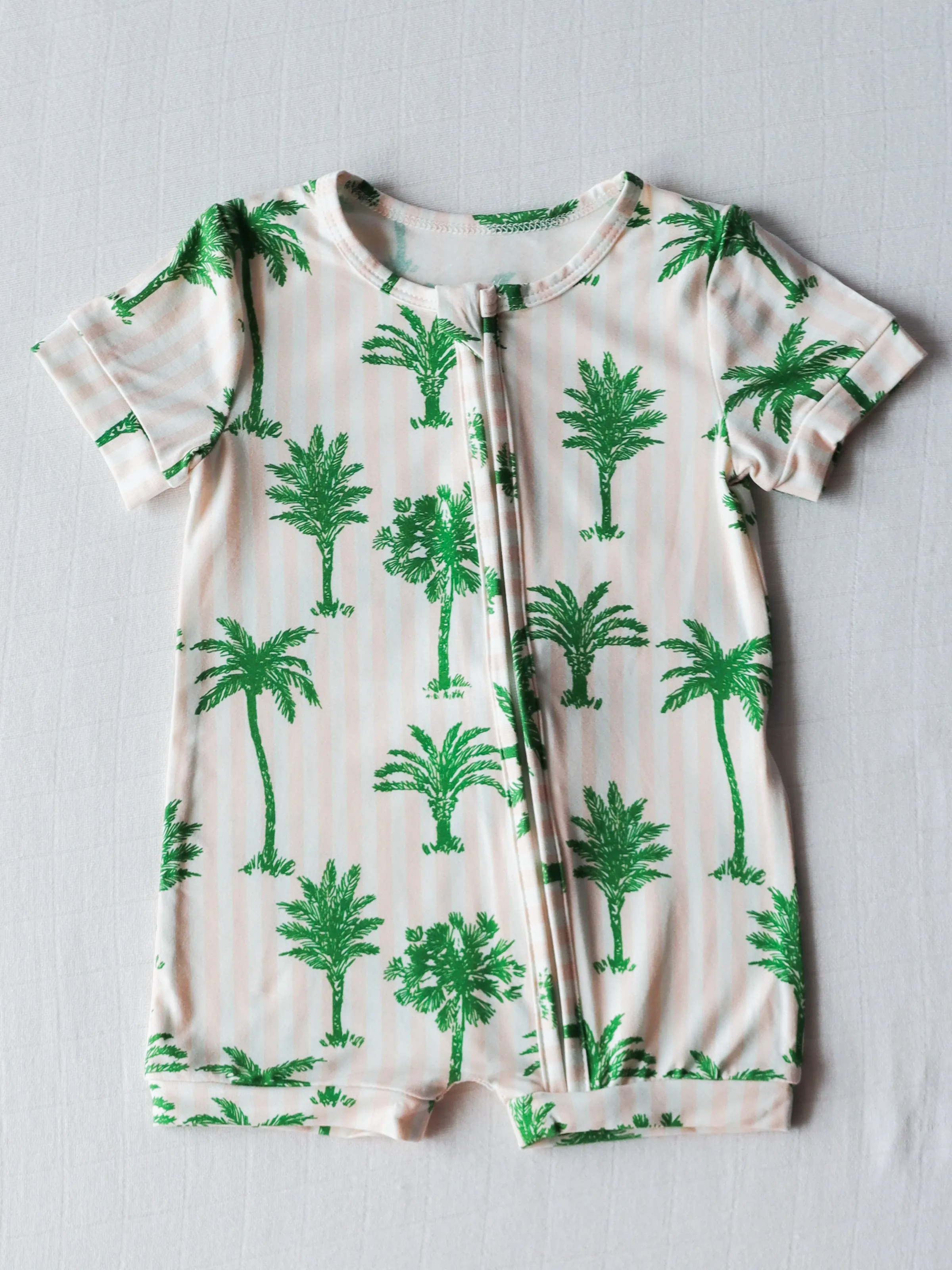 Cloud Shorty Layette - Palm Tree Stripes