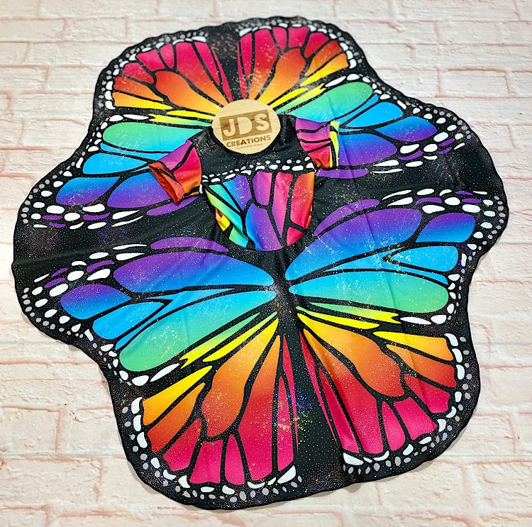 CUSTOM MADE Spandex full circle skater dress - Rainbow Butterfly