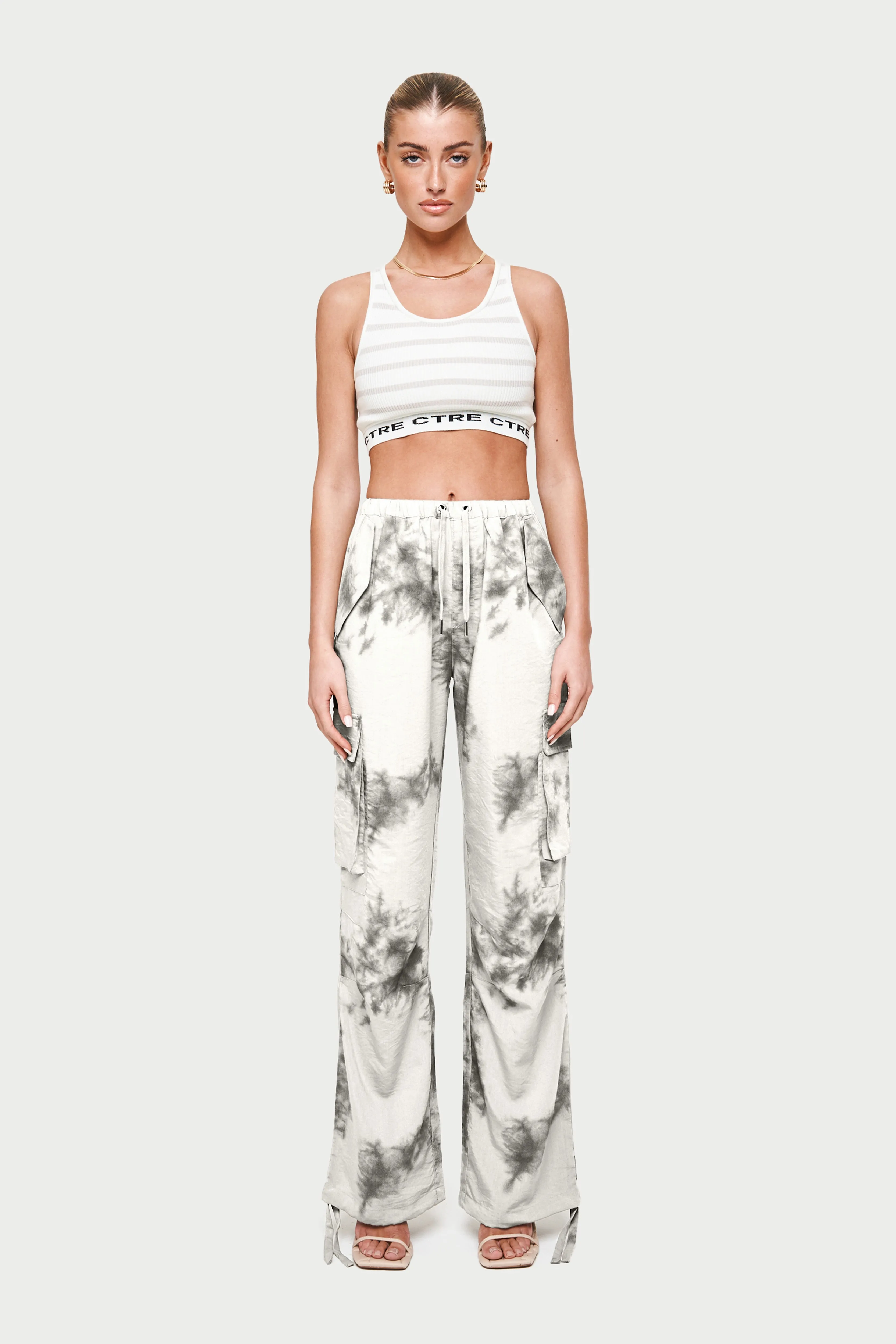 DRAPED CAMO OVERSIZED CARGOS - OFF WHITE