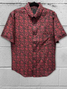 ESSENTIAL BLACK RED PAISLEY BUTTON UP