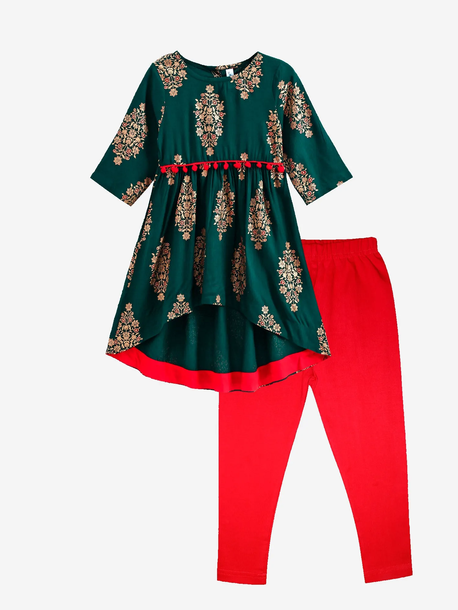 Girls Printed Kurta and Leggings Set