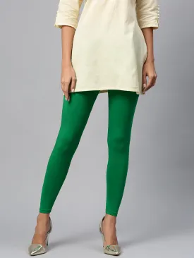 Green Solid Ankle-Length Leggings