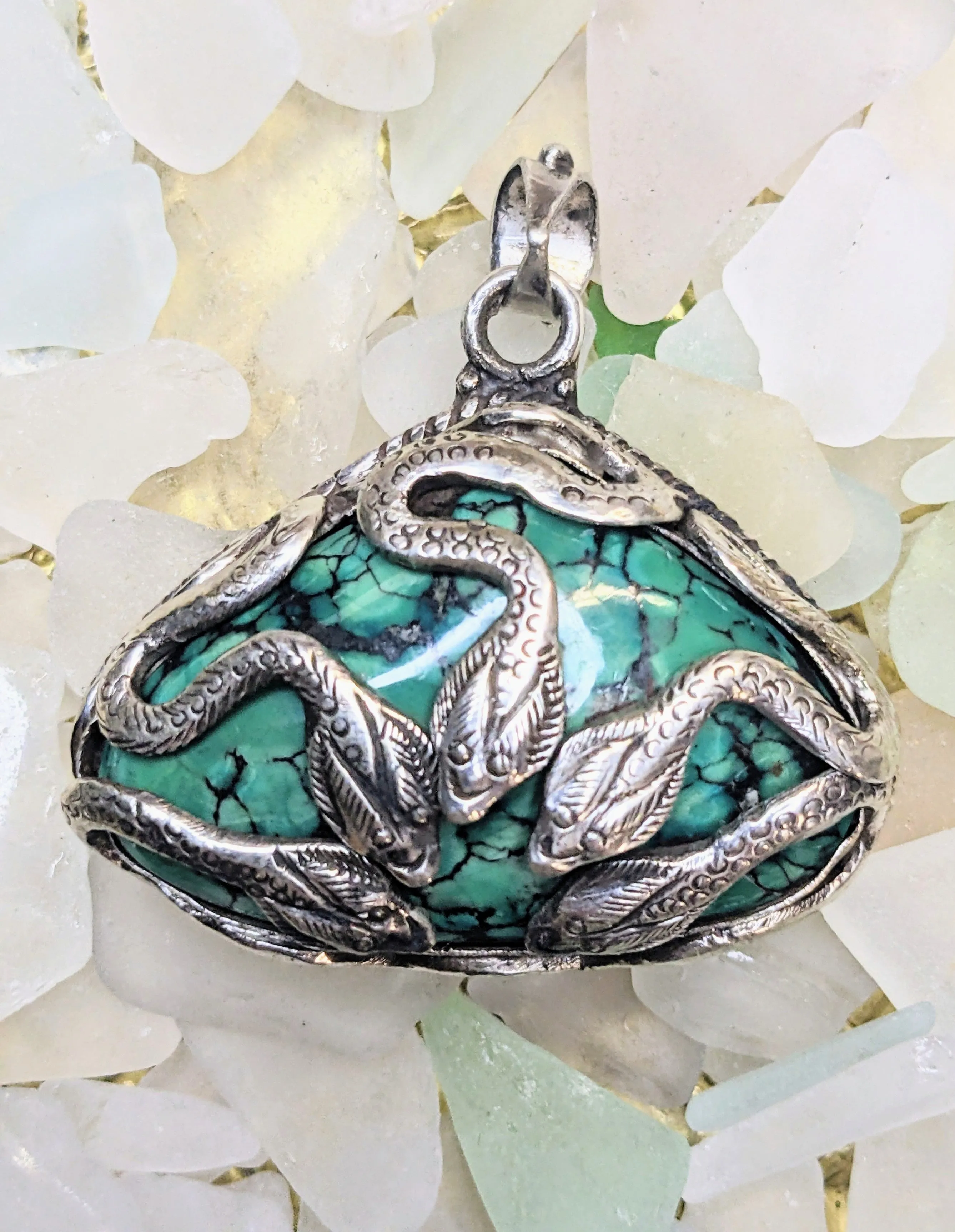 Green Turquoise Snake Pendant