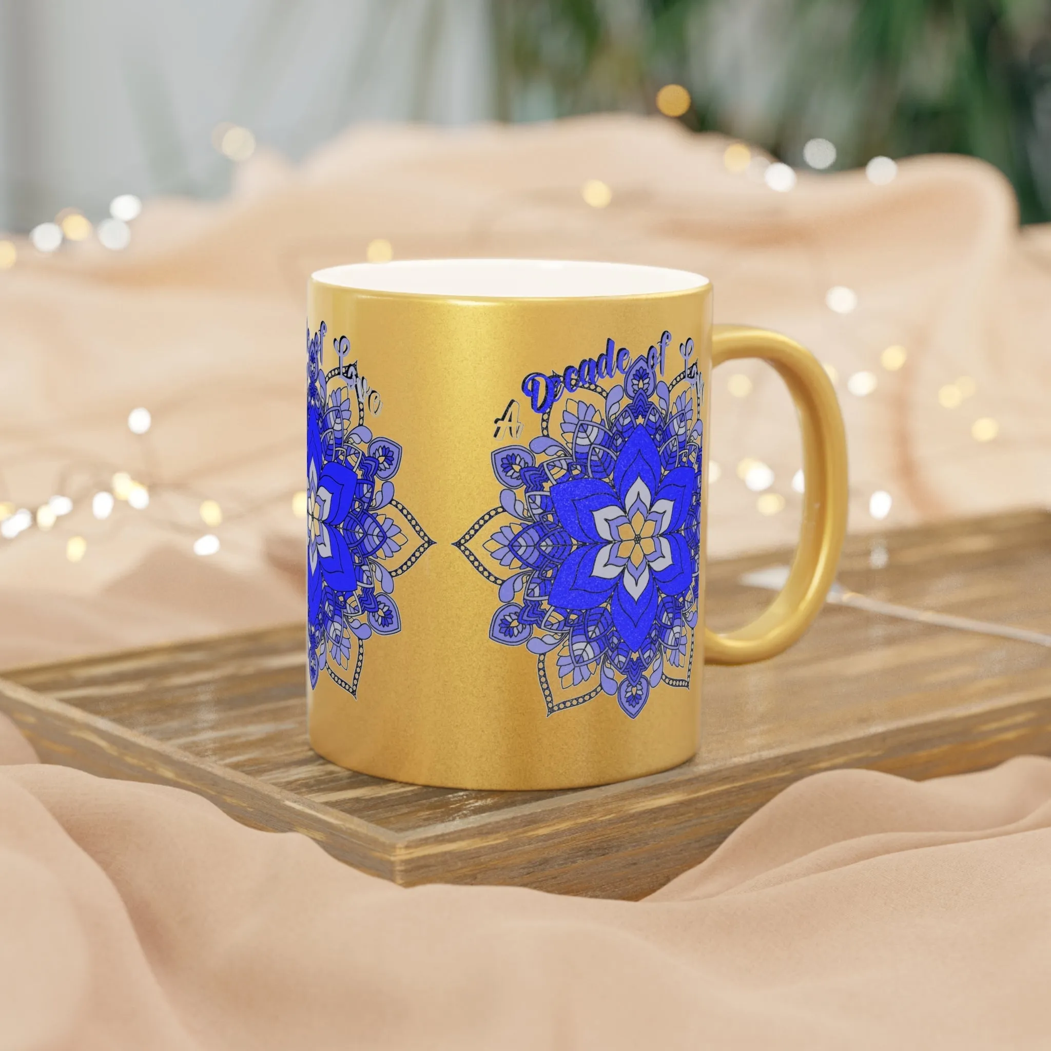 Handmade Mandala Metallic Mug - 10th Anniversary Gift