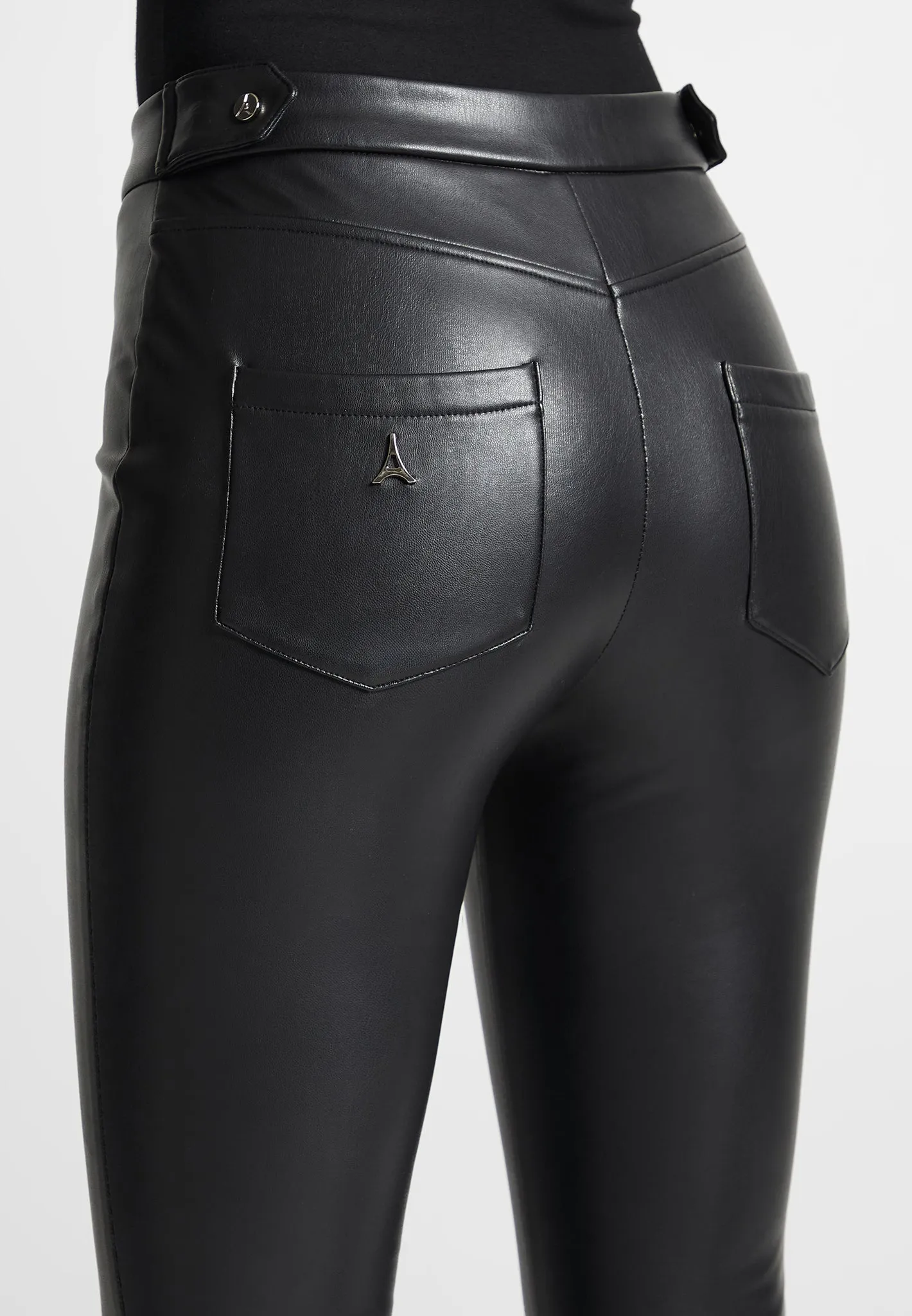 Leather Mini Flared Leggings - Black