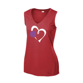 Love Pickleball Heart (Purple) | Women’s Sleeveless Shirt | 100% Polyester