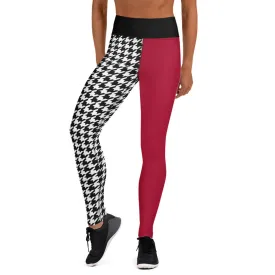 Yoga Leggings Red and Houndstooth